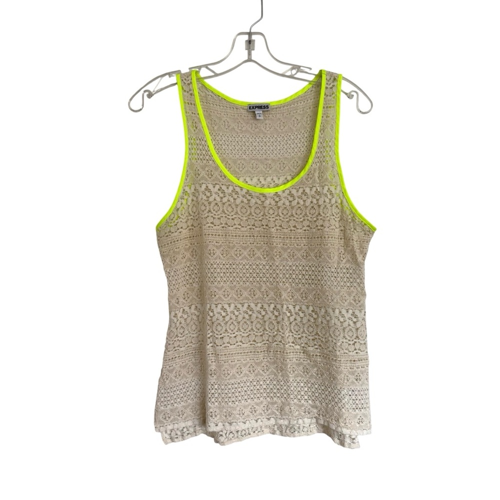 Express Cream and Neon Lace Boho Tank‎ Small